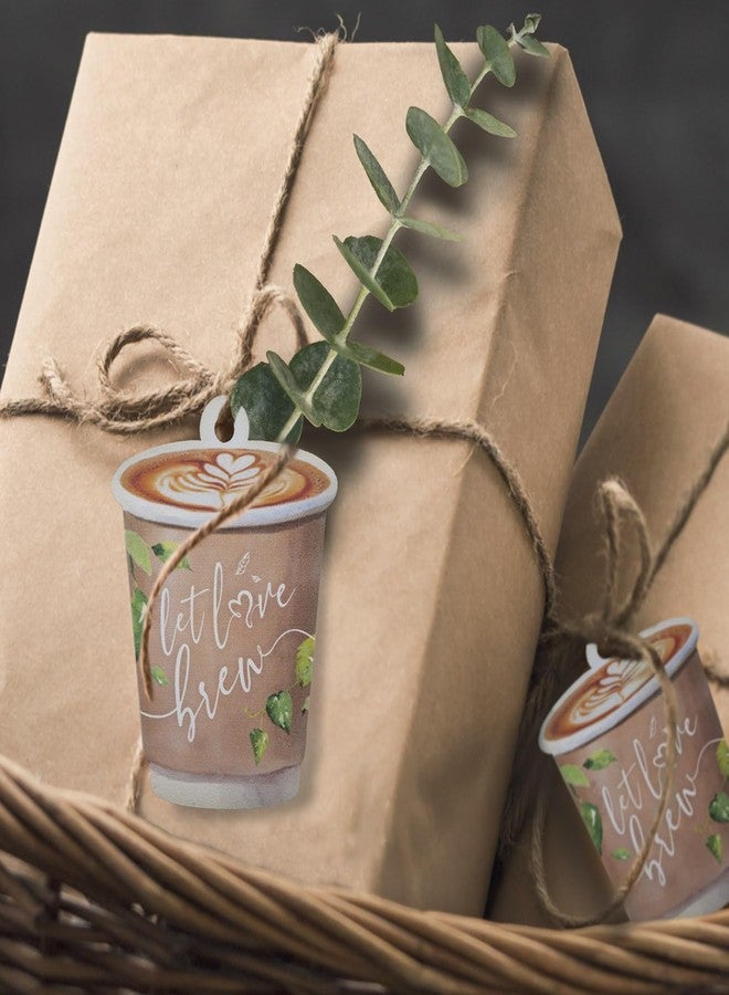 Summer-Ray.com Summer-Ray 50pcs Let Love Brew Coffee Cup Gift Tags Perfect for Wedding and Bridal Shower Party (Brown) - Image 2